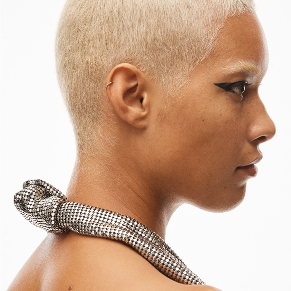 Like new Alexander Wang COWL CROP HALTER TOP IN METAL CHAINMAIL $795 - Picture 5 of 16